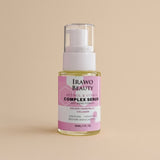 Irawo Beauty serum bottle on a beige background