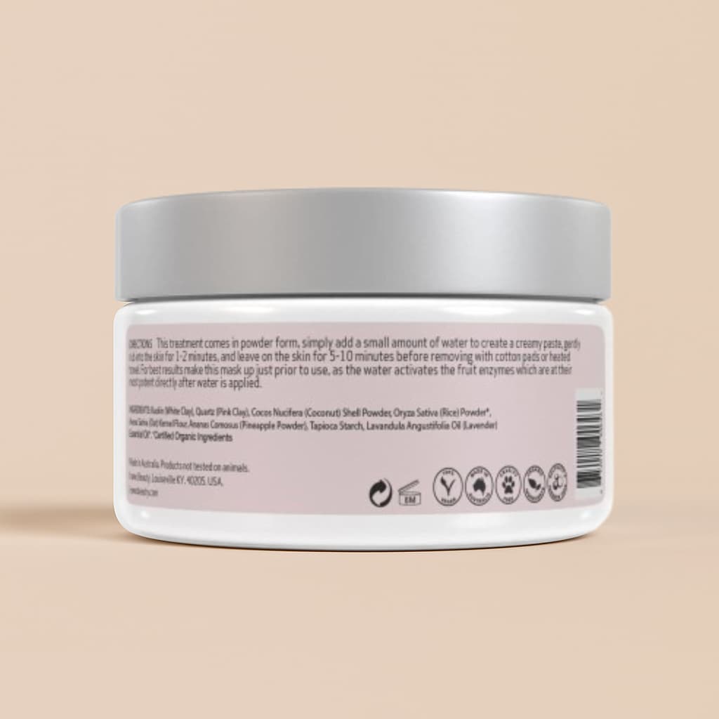 Jar with a label on a beige background