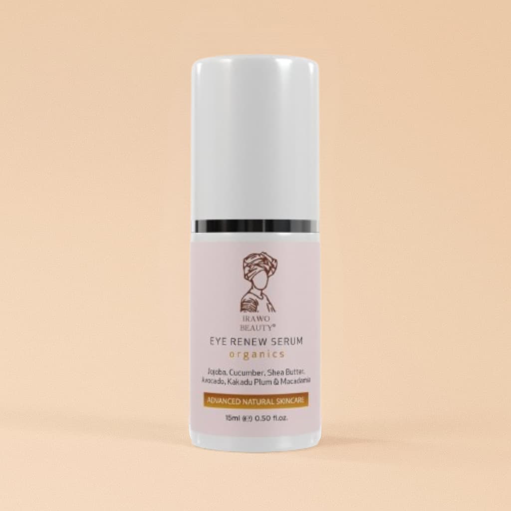 Eye serum bottle with a beige background