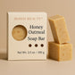 Irawo Beauty Honey Oatmeal Soap Bar packaging with two soap bars on a beige background