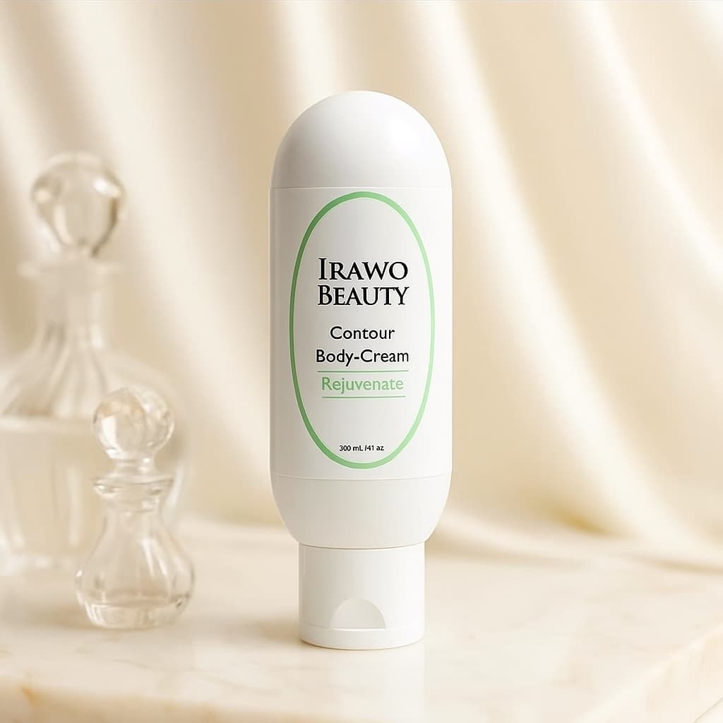Irawo Beauty Contour Body Cream on a soft beige background